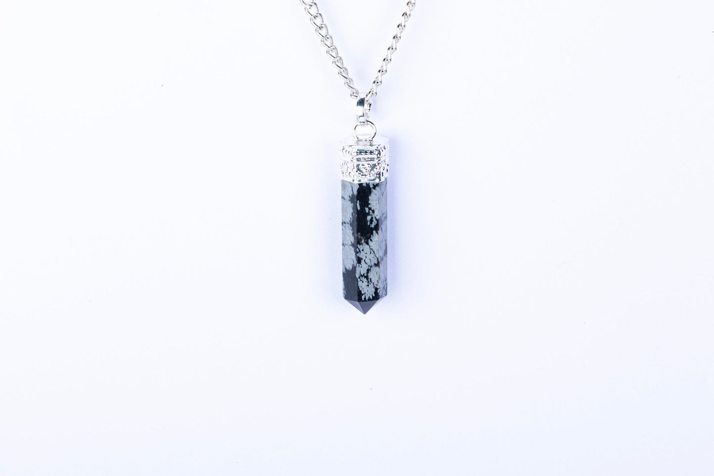 Snowflake Obsidian Single Point Pendant - AEORA ROCKS INDIA - Healing Crystals superstore