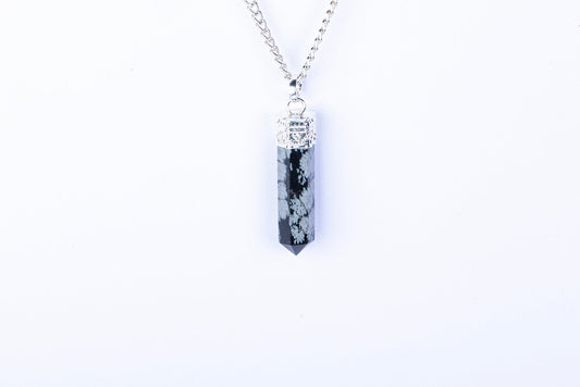Snowflake Obsidian Single Point Pendant - AEORA ROCKS INDIA - Healing Crystals superstore