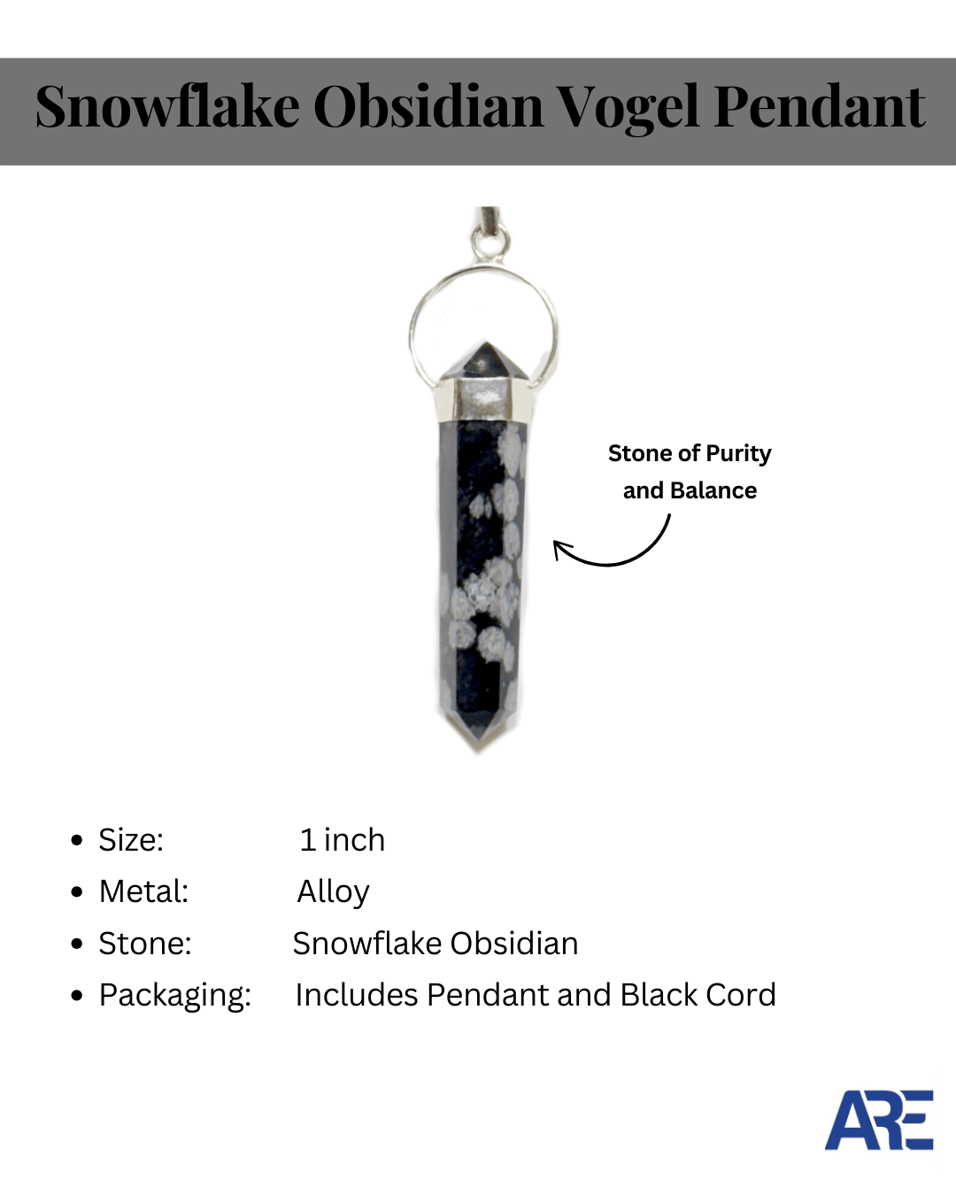 Snowflake Obsidian Vogel Pendant - AEORA ROCKS INDIA - Healing Crystals superstore