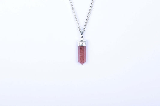Strawberry Quartz Single Point Pendant - AEORA ROCKS INDIA - Healing Crystals superstore