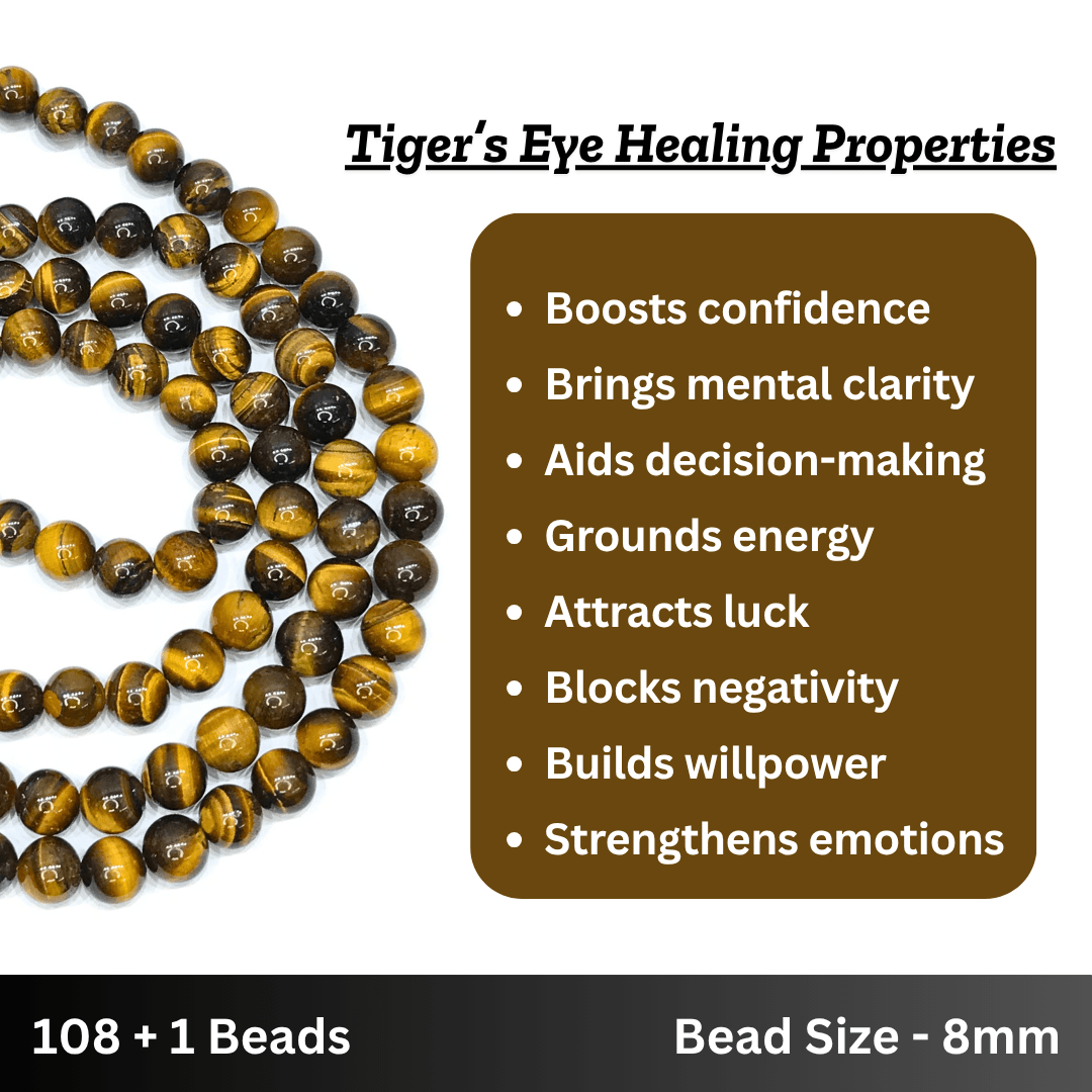 Tiger Eye Japa Mala - AEORA ROCKS INDIA - Healing Crystals superstore
