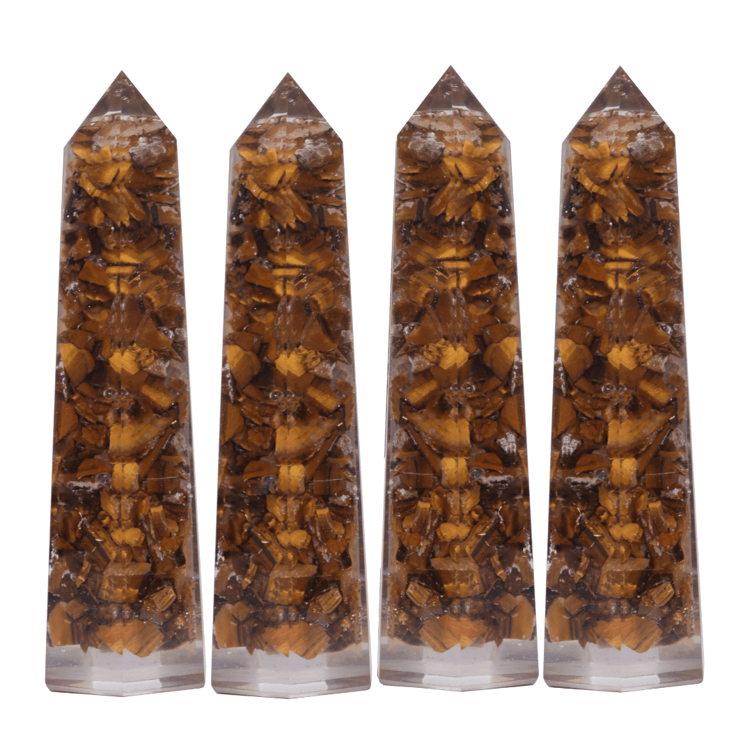 Tiger Eye Orgonite Tower - AEORA ROCKS INDIA - Healing Crystals superstore