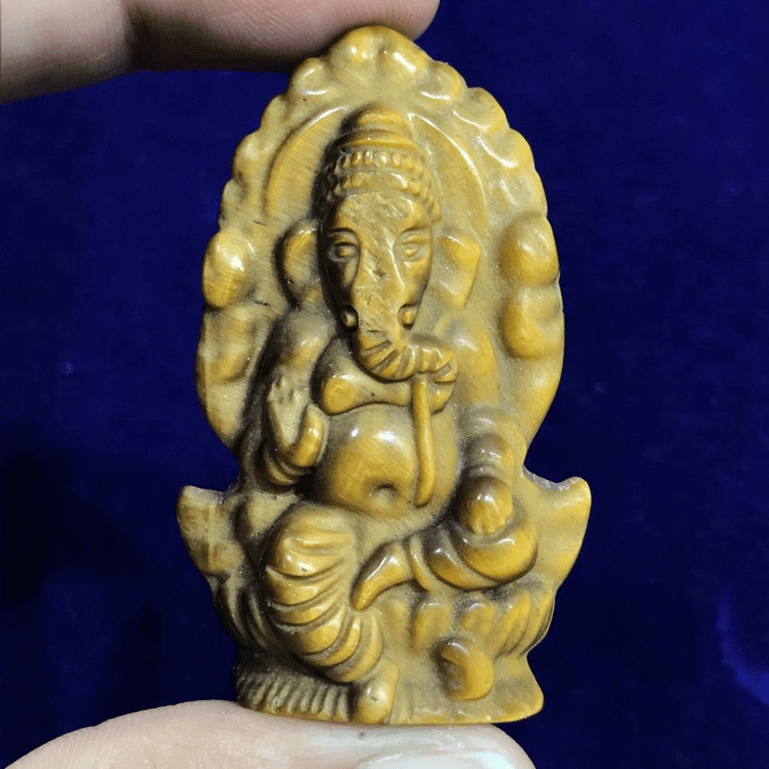 Tiger Eye Premium Ganpati Idol - AEORA ROCKS INDIA - Healing Crystals superstore
