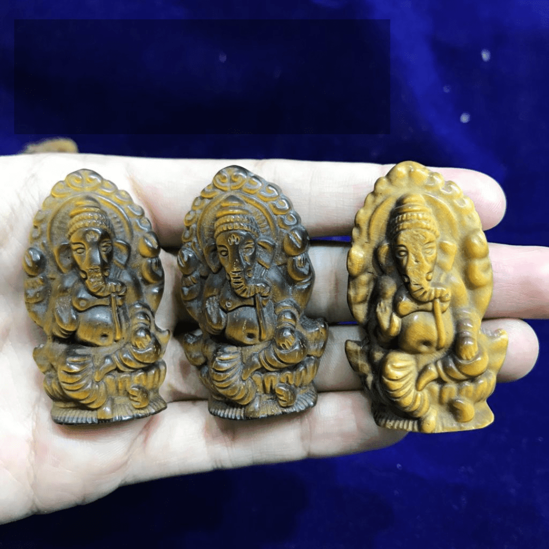 Tiger Eye Premium Ganpati Idol - AEORA ROCKS INDIA - Healing Crystals superstore