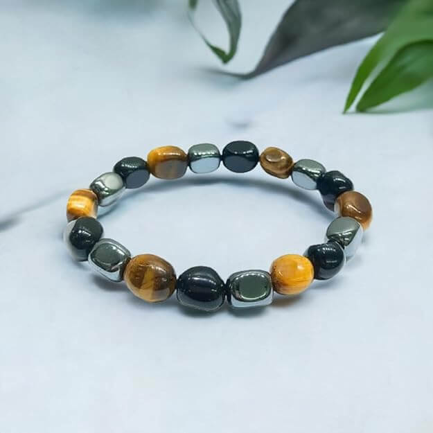Triple Protection Tumbled Bracelet - AEORA ROCKS INDIA - Healing Crystals superstore