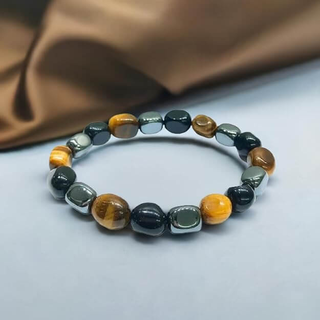 Triple Protection Tumbled Bracelet - AEORA ROCKS INDIA - Healing Crystals superstore