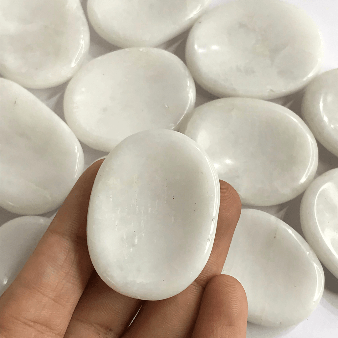 White Jasper Worry Stone for Calm Healing – AEORA ROCKS INDIA