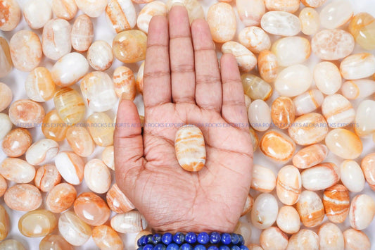 Yellow Banded Calcite Tumbled Stone in India - Aeora Rocks - AEORA ROCKS INDIA - Healing Crystals superstore