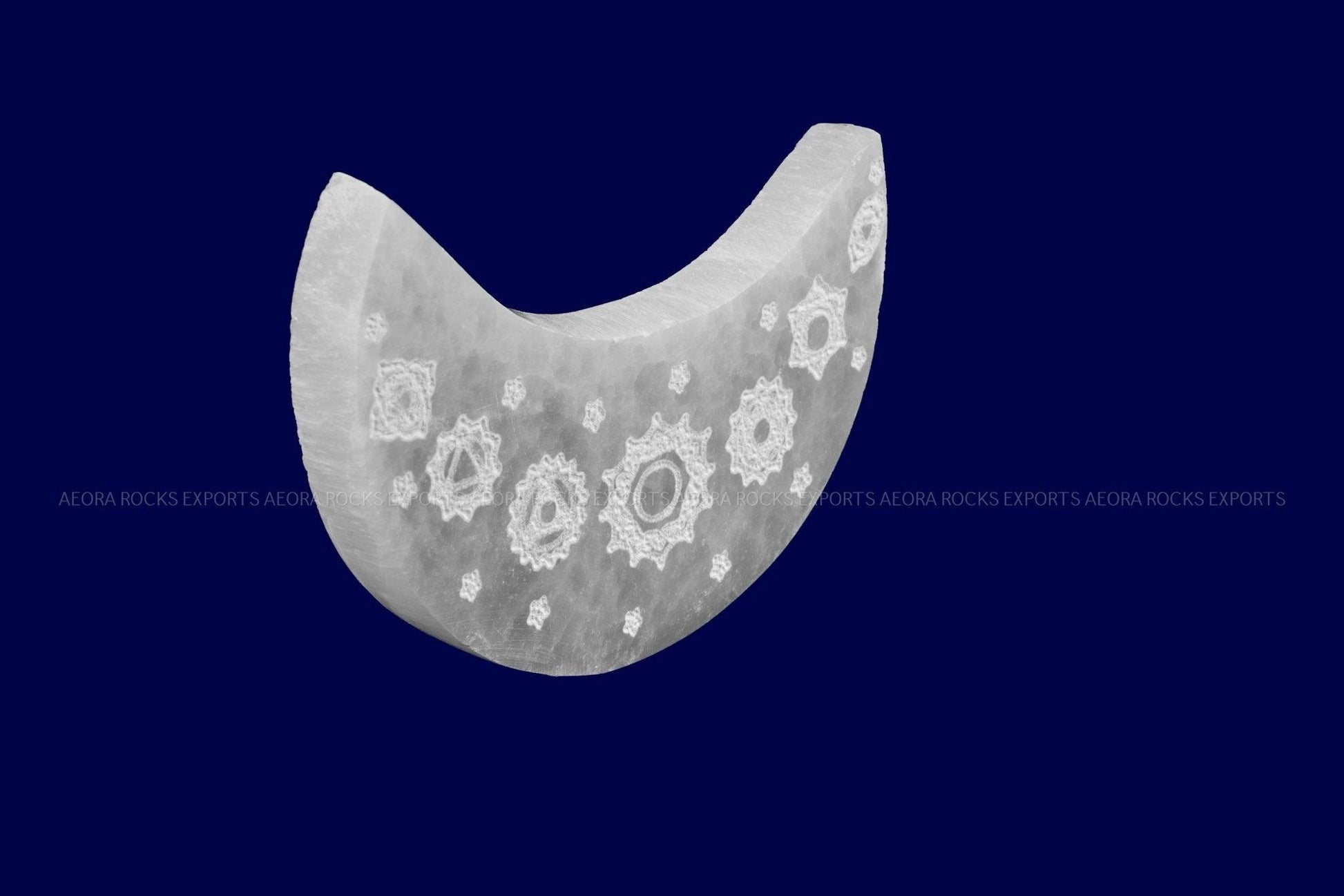 Natural Selenite Moon Design Charging Plate in India - Aeora Rocks - AEORA ROCKS INDIA - Healing Crystals superstore