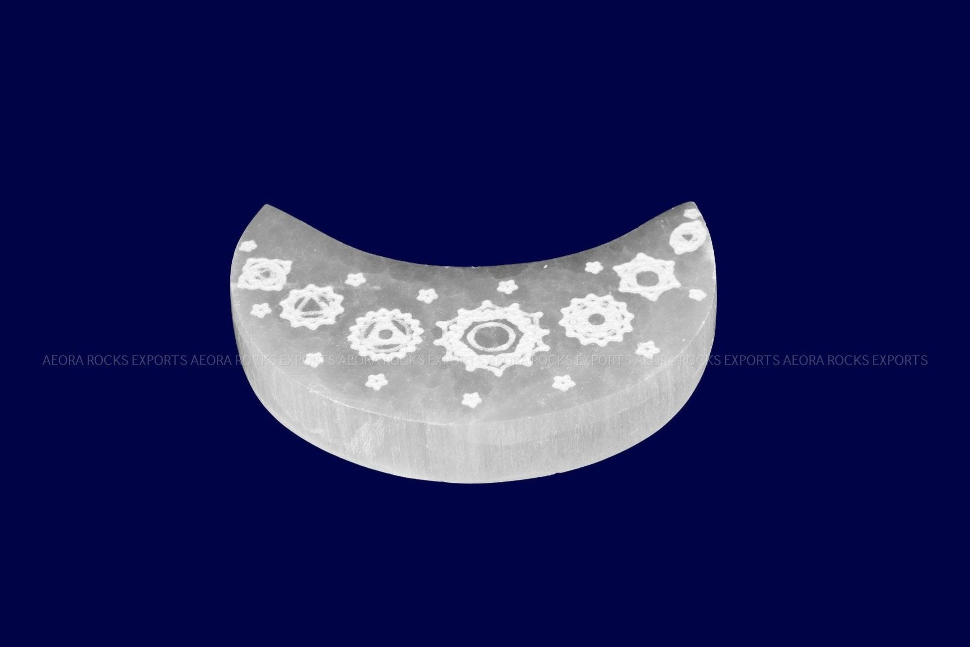 Natural Selenite Moon Design Charging Plate in India - Aeora Rocks - AEORA ROCKS INDIA - Healing Crystals superstore