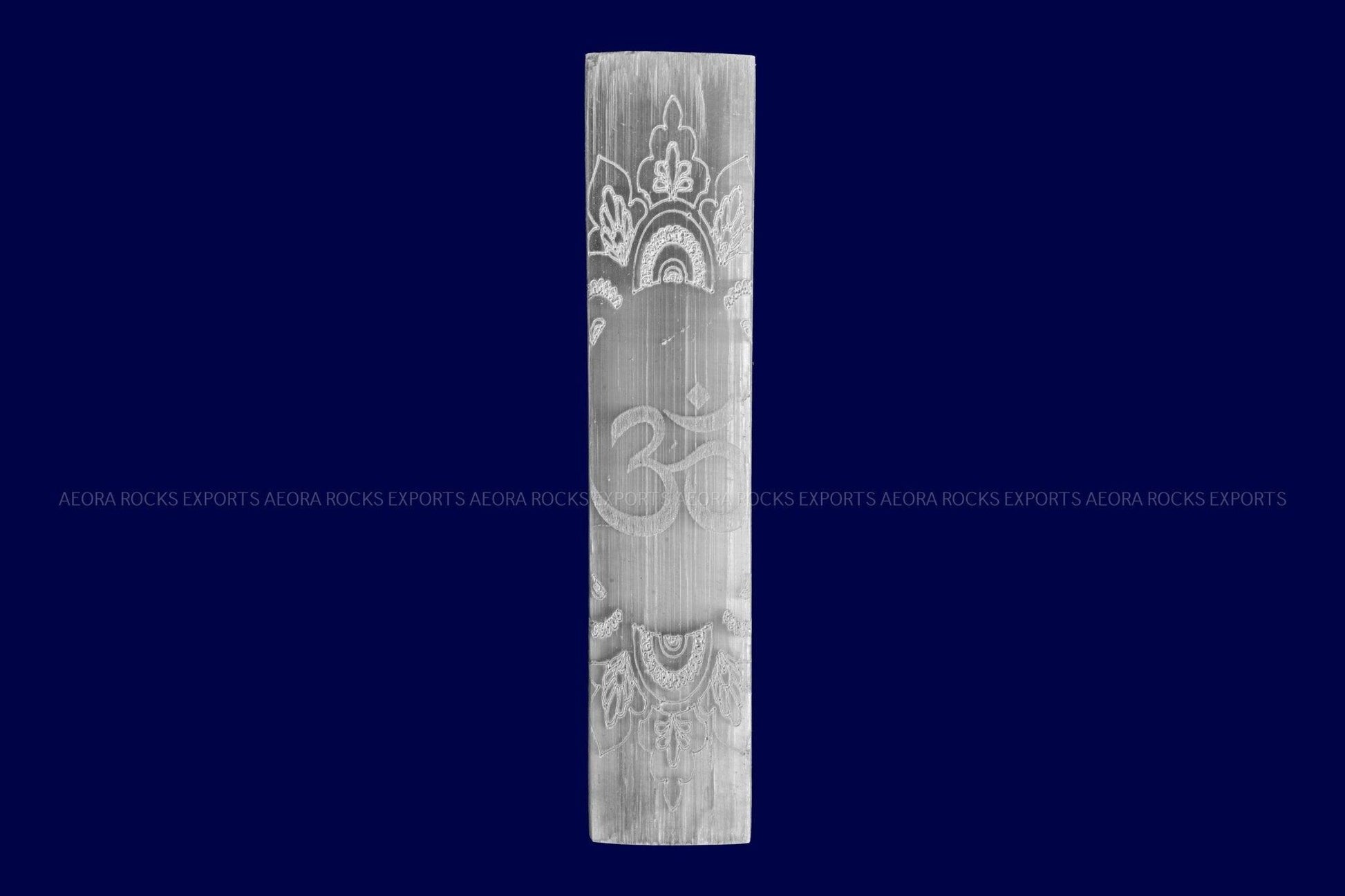 Natural Selenite Om Slab in India - Aeora Rocks - AEORA ROCKS INDIA - Healing Crystals superstore