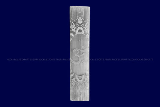 Natural Selenite Om Slab in India - Aeora Rocks - AEORA ROCKS INDIA - Healing Crystals superstore