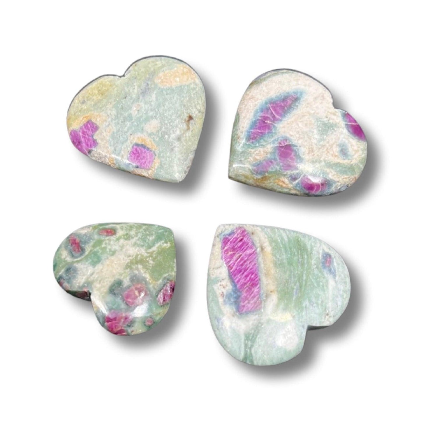 Ruby Fuschite Hearts - AEORA ROCKS INDIA - Healing Crystals superstore