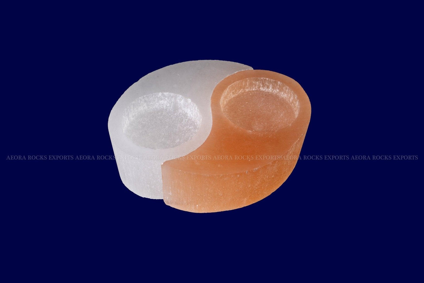 Selenite Ying Yang Candle Holder - AEORA ROCKS INDIA - Healing Crystals superstore