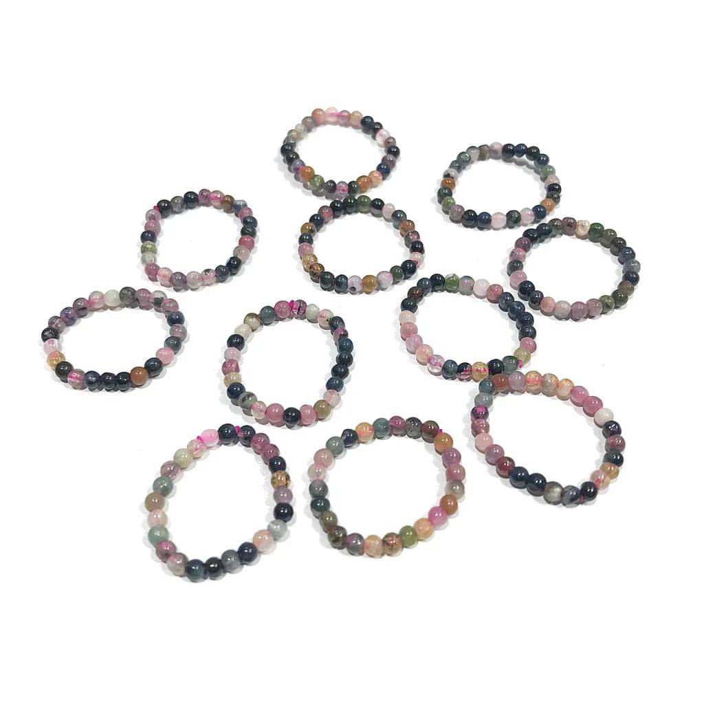 Watermelon Tourmaline Bead Rings - AEORA ROCKS INDIA - Healing Crystals superstore