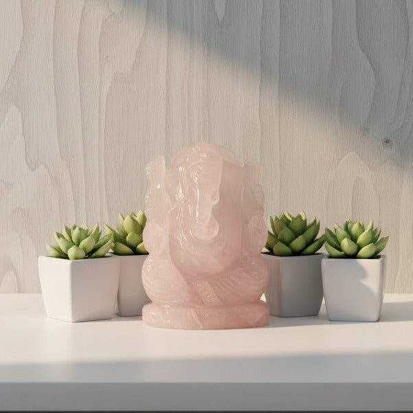 Pink crystal statue on a white background