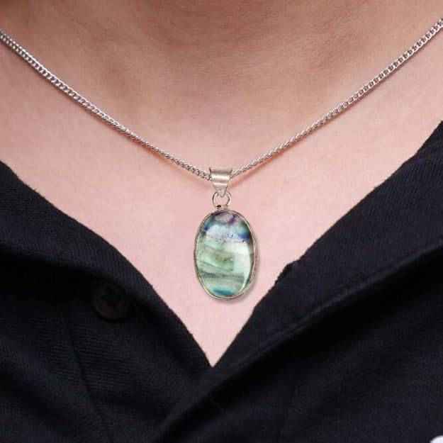 Multi Fluorite Oval Pendant