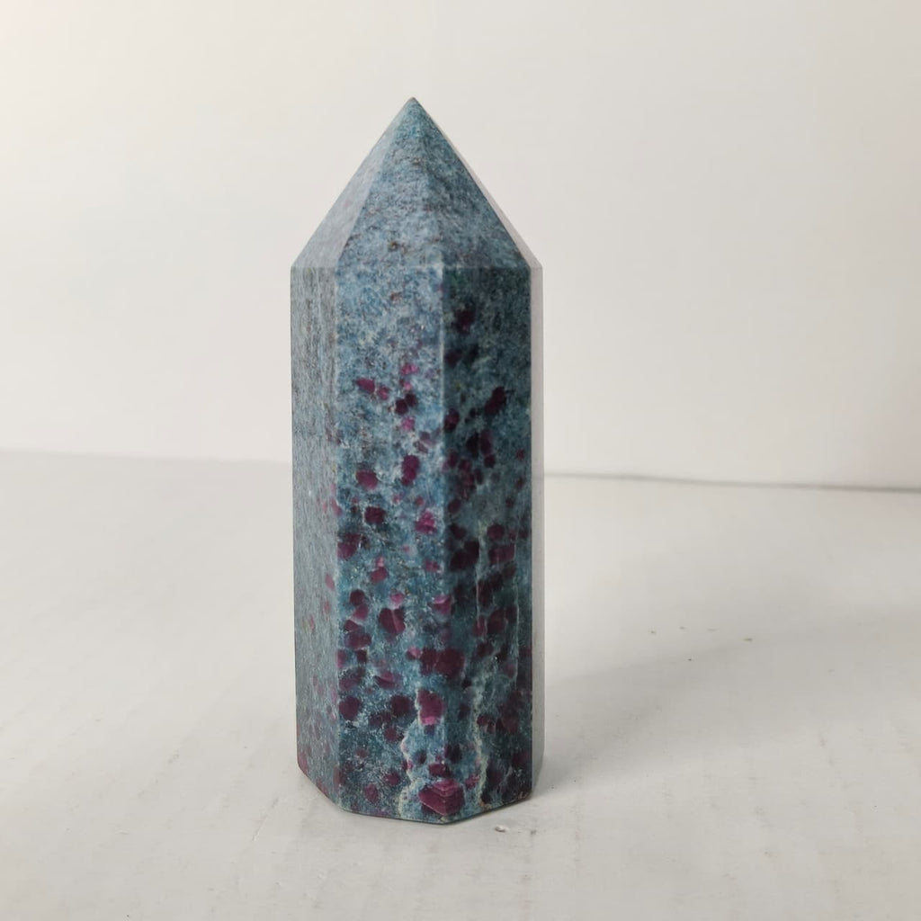 Natural Ruby Kyanite Point Tower – Passion, Protection & Chakra Alignment Crystal Obelisk - AEORA ROCKS INDIA -Healing Crystals superstore
