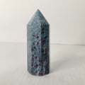 Natural Ruby Kyanite Point Tower – Passion, Protection & Chakra Alignment Crystal Obelisk - AEORA ROCKS INDIA -Healing Crystals superstore