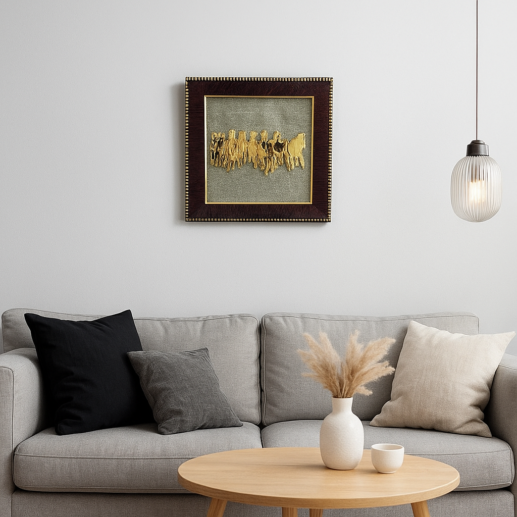 Running Horses on Pyrite dust in a frame - AEORA ROCKS INDIA -Healing Crystals superstore