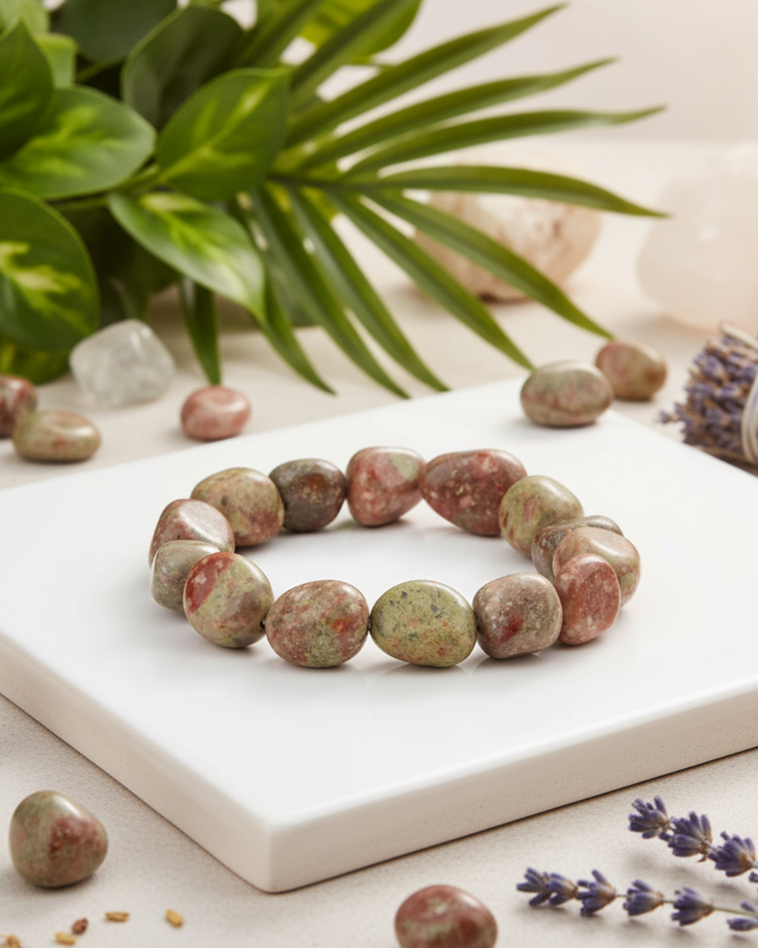 African Unakite Tumbled Bracelet in India - Aeora Rocks