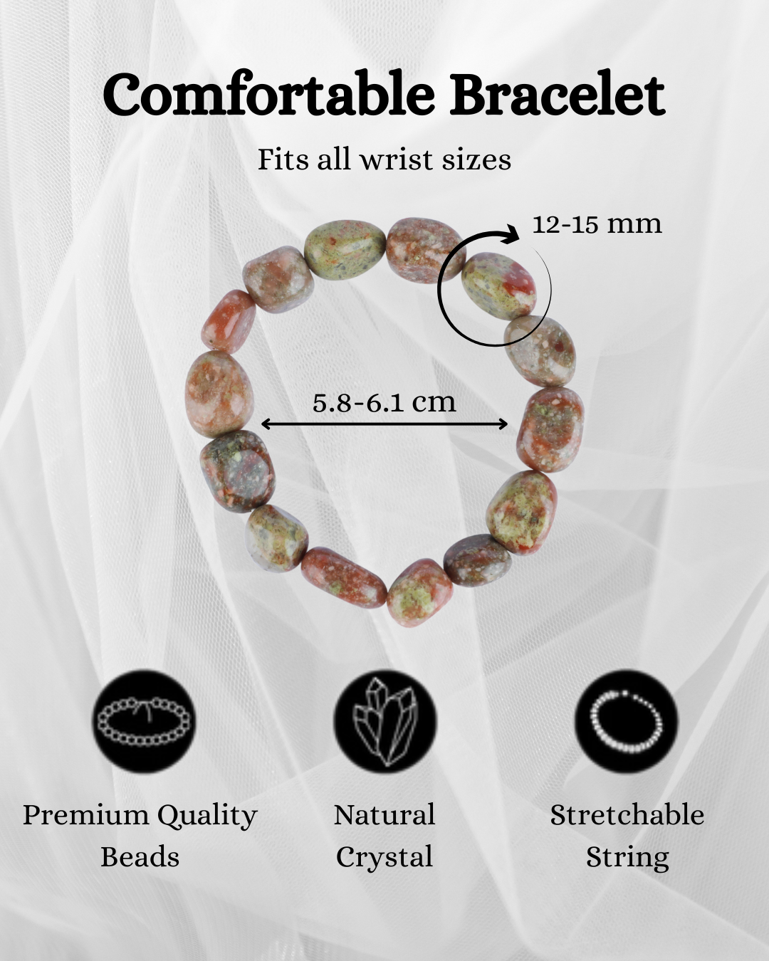 African Unakite Tumbled Bracelet in India - Aeora Rocks