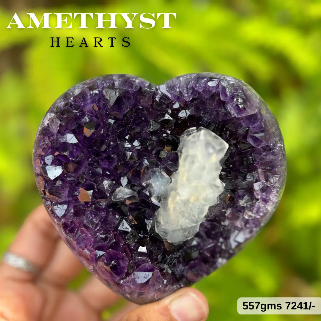 Amethyst Cluster Hearts in India - Aeora Rocks