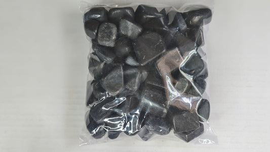 BLACK AGATE / GOLDEN FLAKE MICA TUMBLE STONES - 1 KG