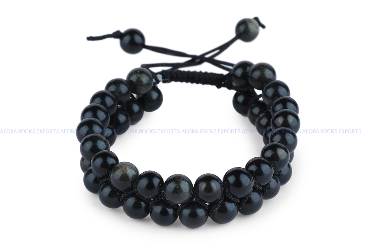 Black Obsidian String Bracelet - AEORA ROCKS INDIA -Healing Crystals superstore