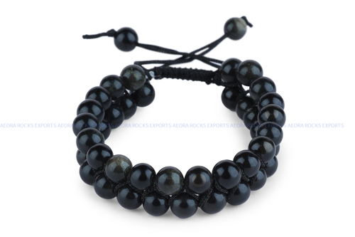 Black Obsidian String Bracelet - AEORA ROCKS INDIA -Healing Crystals superstore