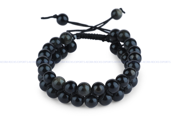 Black Obsidian String Bracelet - AEORA ROCKS INDIA -Healing Crystals superstore