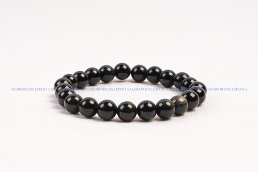 Black obsidian 8mm bead bracelet in india