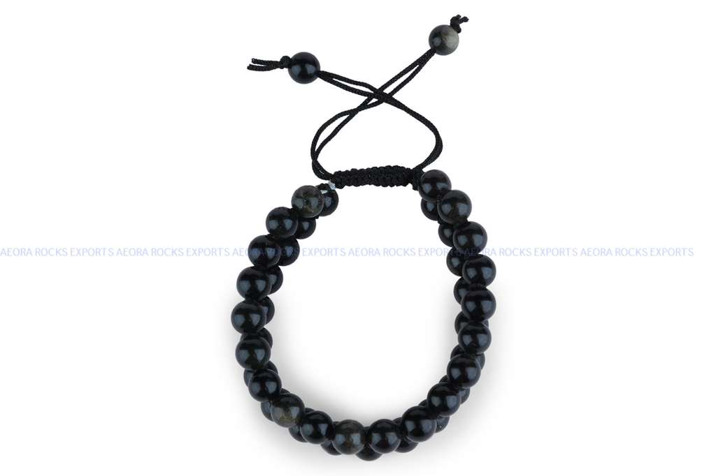 Black Obsidian String Bracelet - AEORA ROCKS INDIA -Healing Crystals superstore