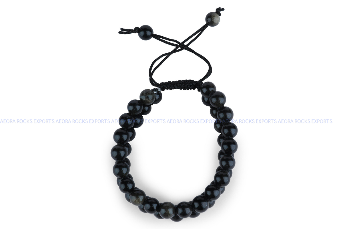 Black Obsidian String Bracelet - AEORA ROCKS INDIA -Healing Crystals superstore