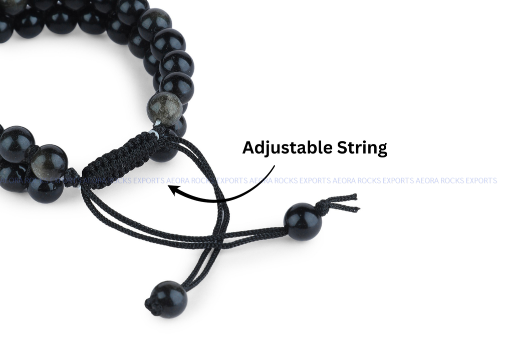 Black Obsidian String Bracelet - AEORA ROCKS INDIA -Healing Crystals superstore