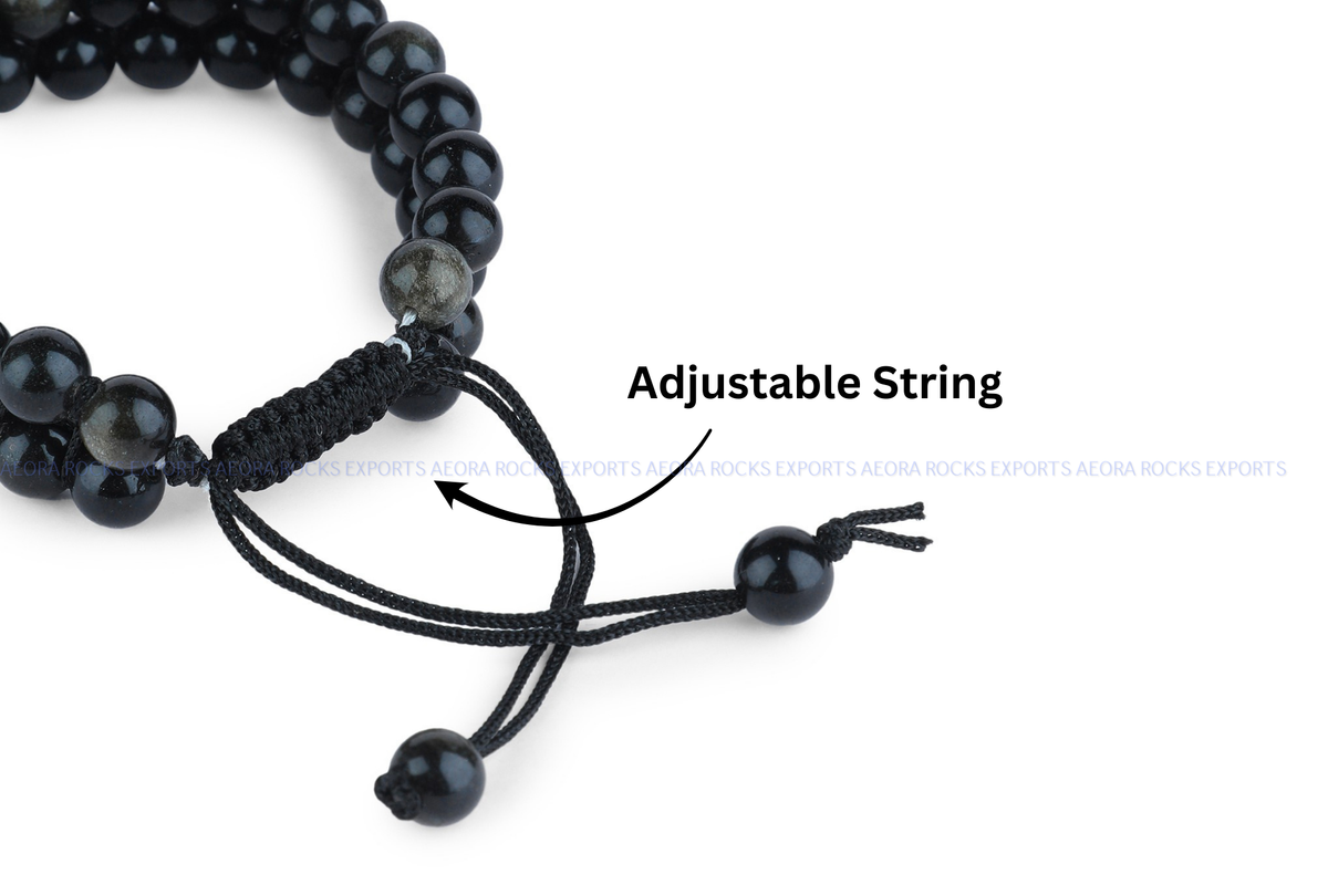 Black Obsidian String Bracelet - AEORA ROCKS INDIA -Healing Crystals superstore