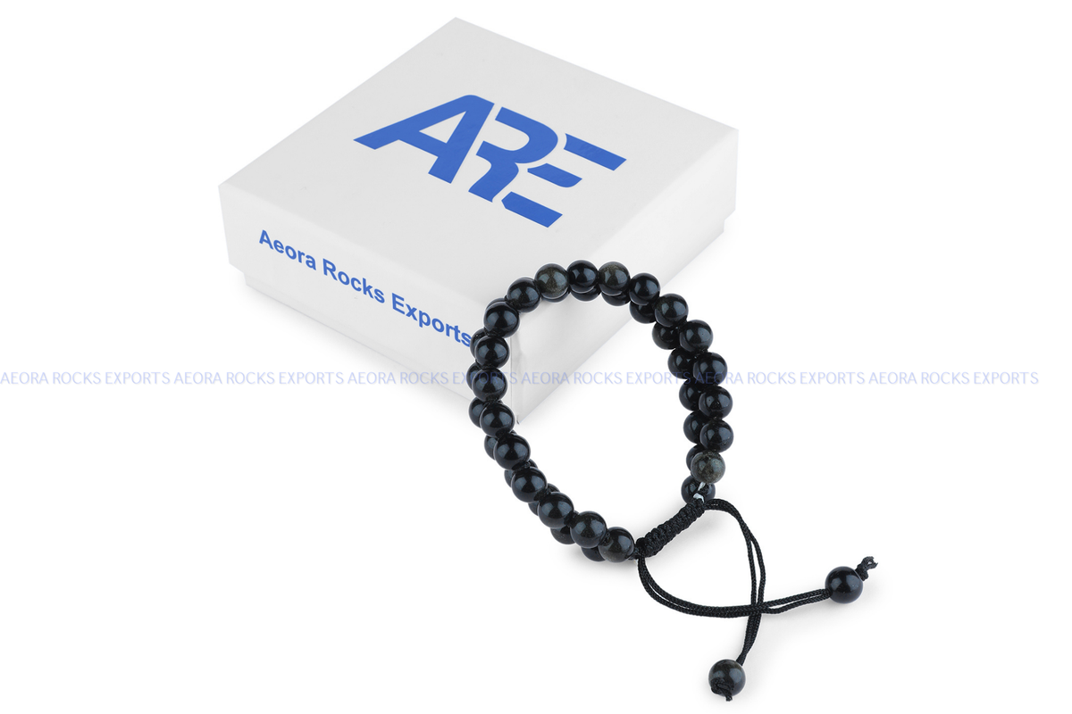 Black Obsidian String Bracelet - AEORA ROCKS INDIA -Healing Crystals superstore