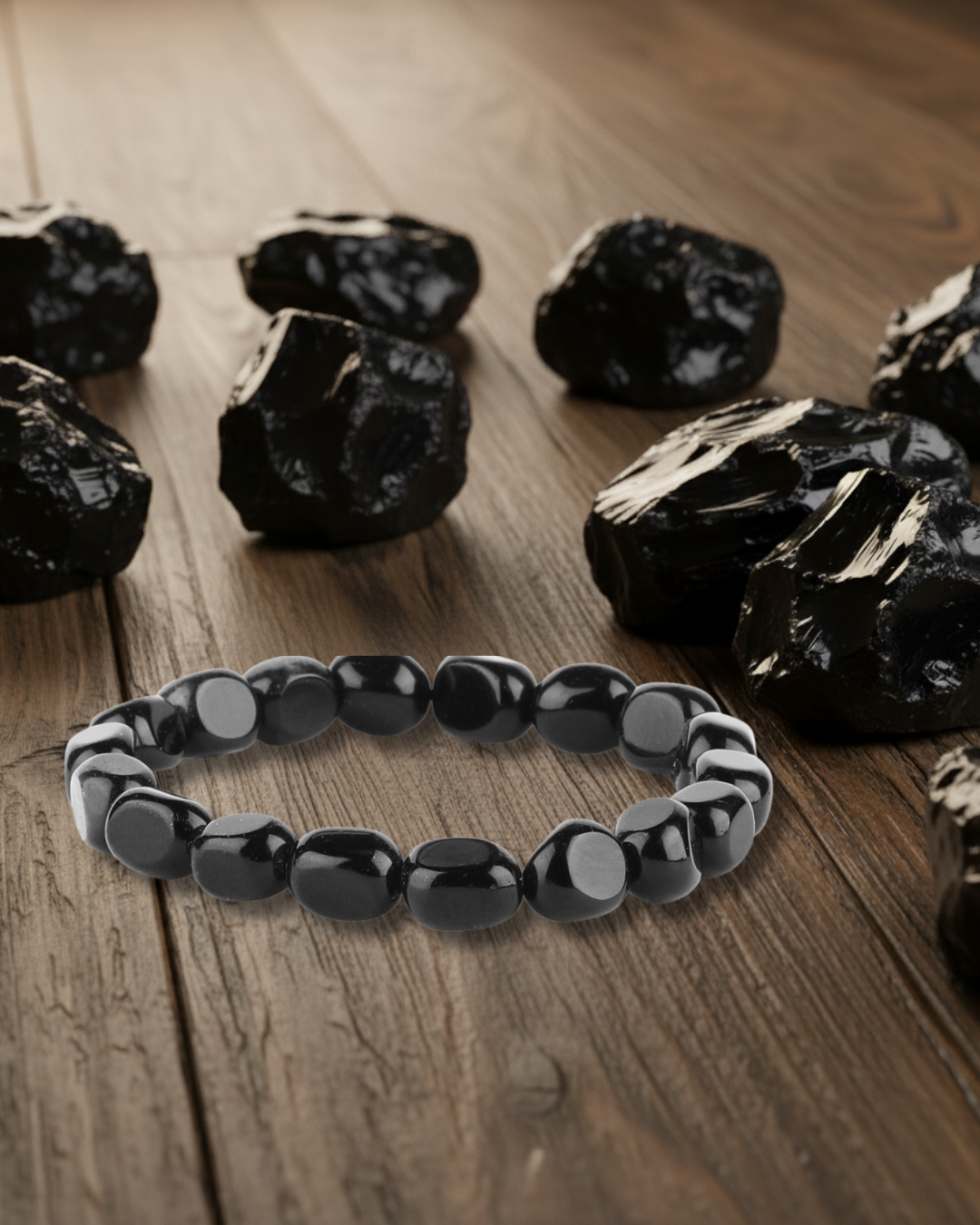 Black Obsidian Tumbled Bracelet - AEORA ROCKS INDIA -Healing Crystals superstore