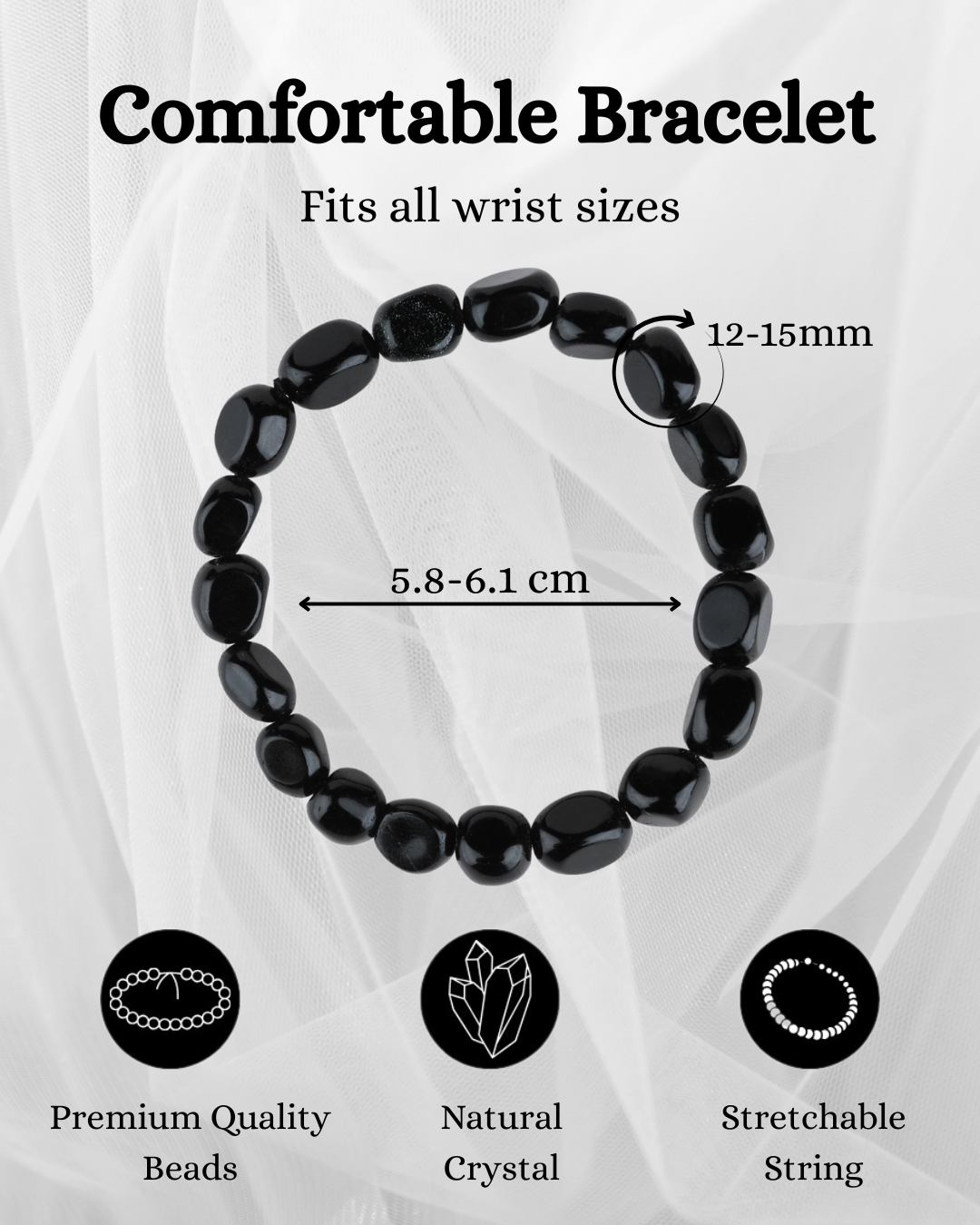 Black Obsidian Tumbled Bracelet - AEORA ROCKS INDIA -Healing Crystals superstore