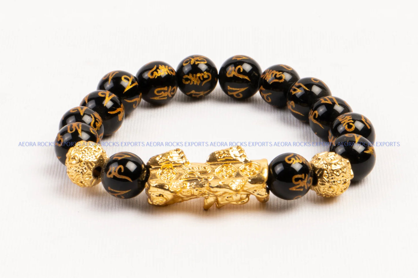 Black Onyx With Dragon Bead Bracelet