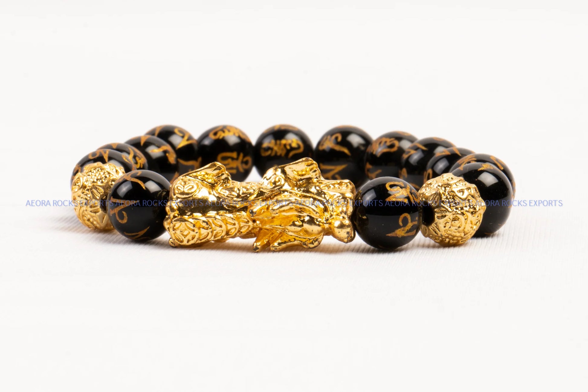 Black Onyx With Dragon Bead Bracelet