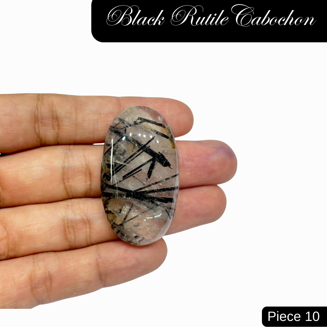 Black Rutile Cabochons - AEORA ROCKS INDIA -Healing Crystals superstore