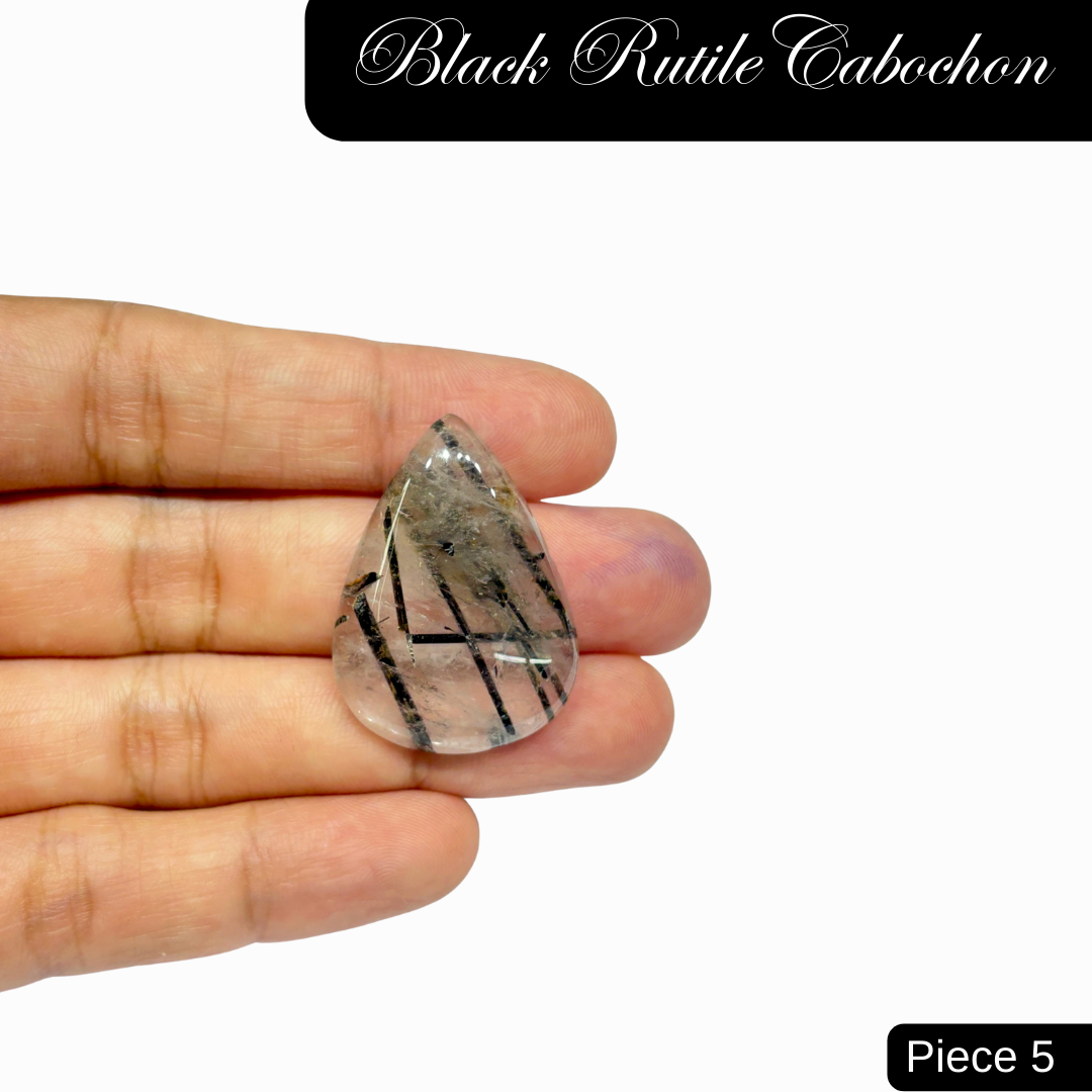 Black Rutile Cabochons - AEORA ROCKS INDIA -Healing Crystals superstore