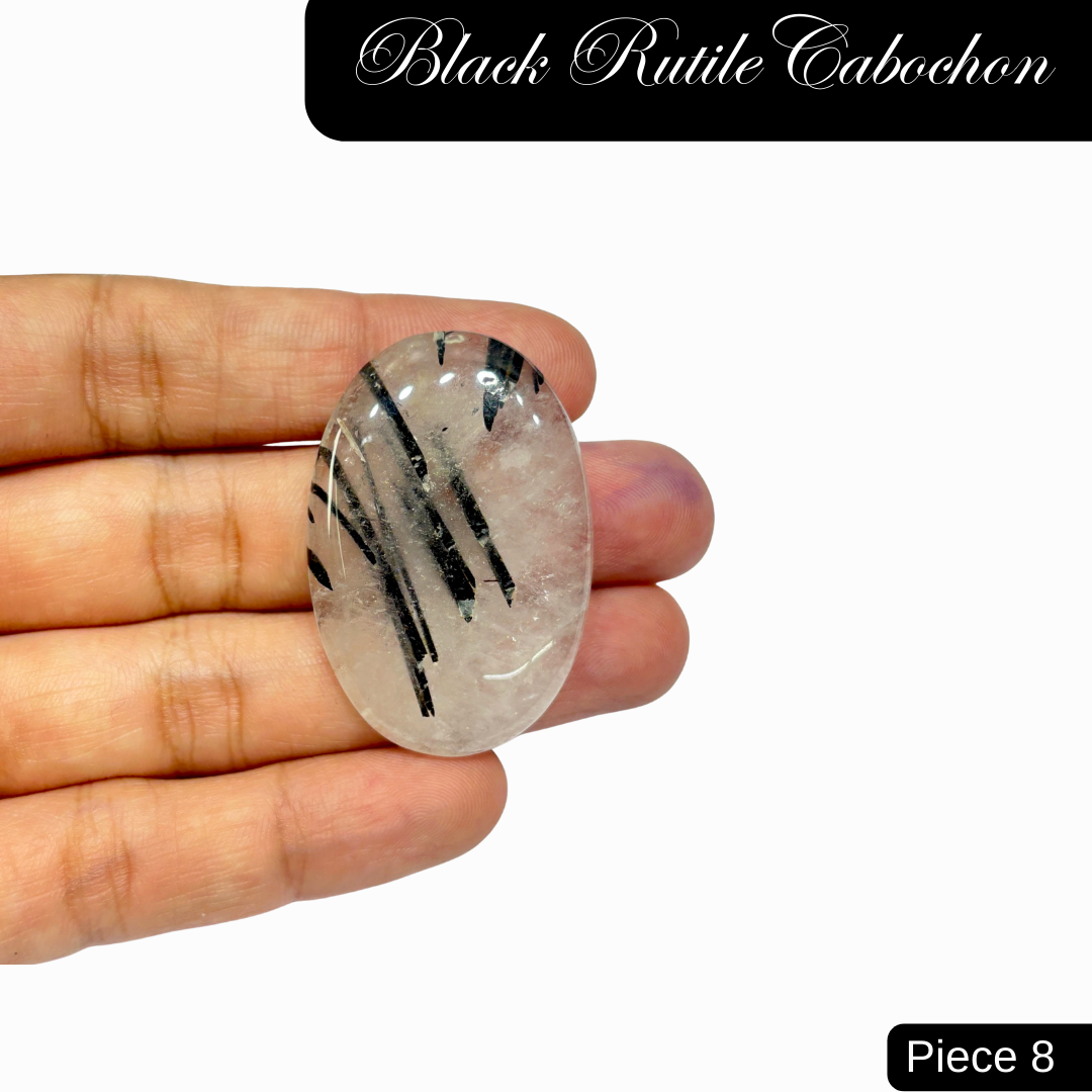 Black Rutile Cabochons - AEORA ROCKS INDIA -Healing Crystals superstore