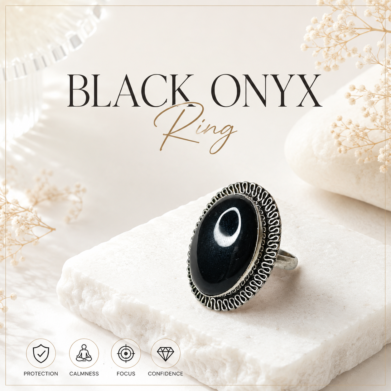Black Onyx Ring – Protection, Confidence & Inner Strength