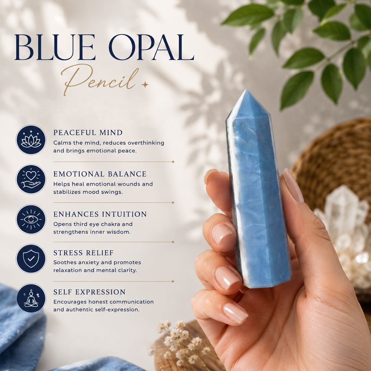Blue Opal Pencil – Stone of Inner Peace & Intuition