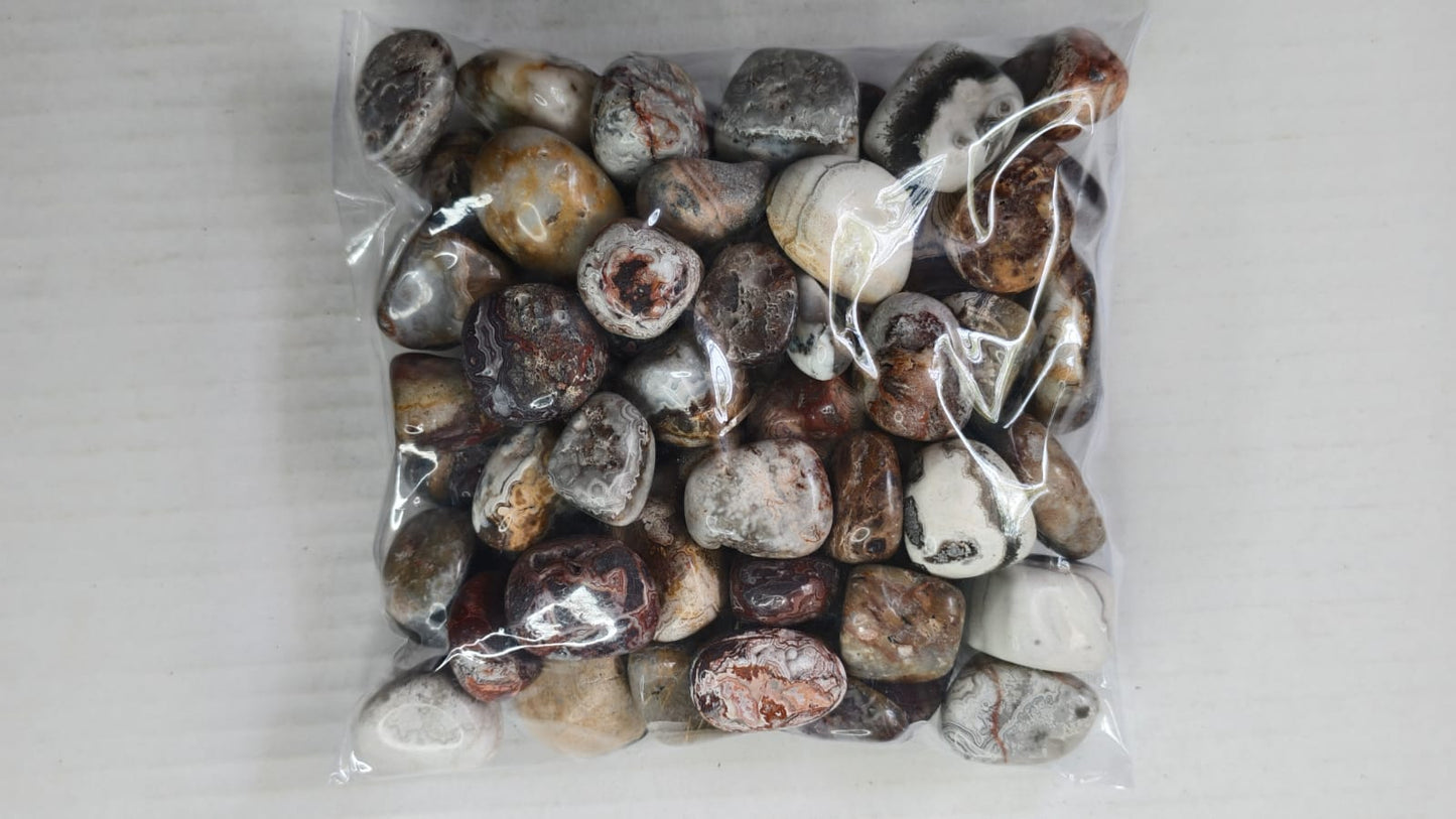 CRAZY LACE AGATE TUMBLE STONES - 1 KG