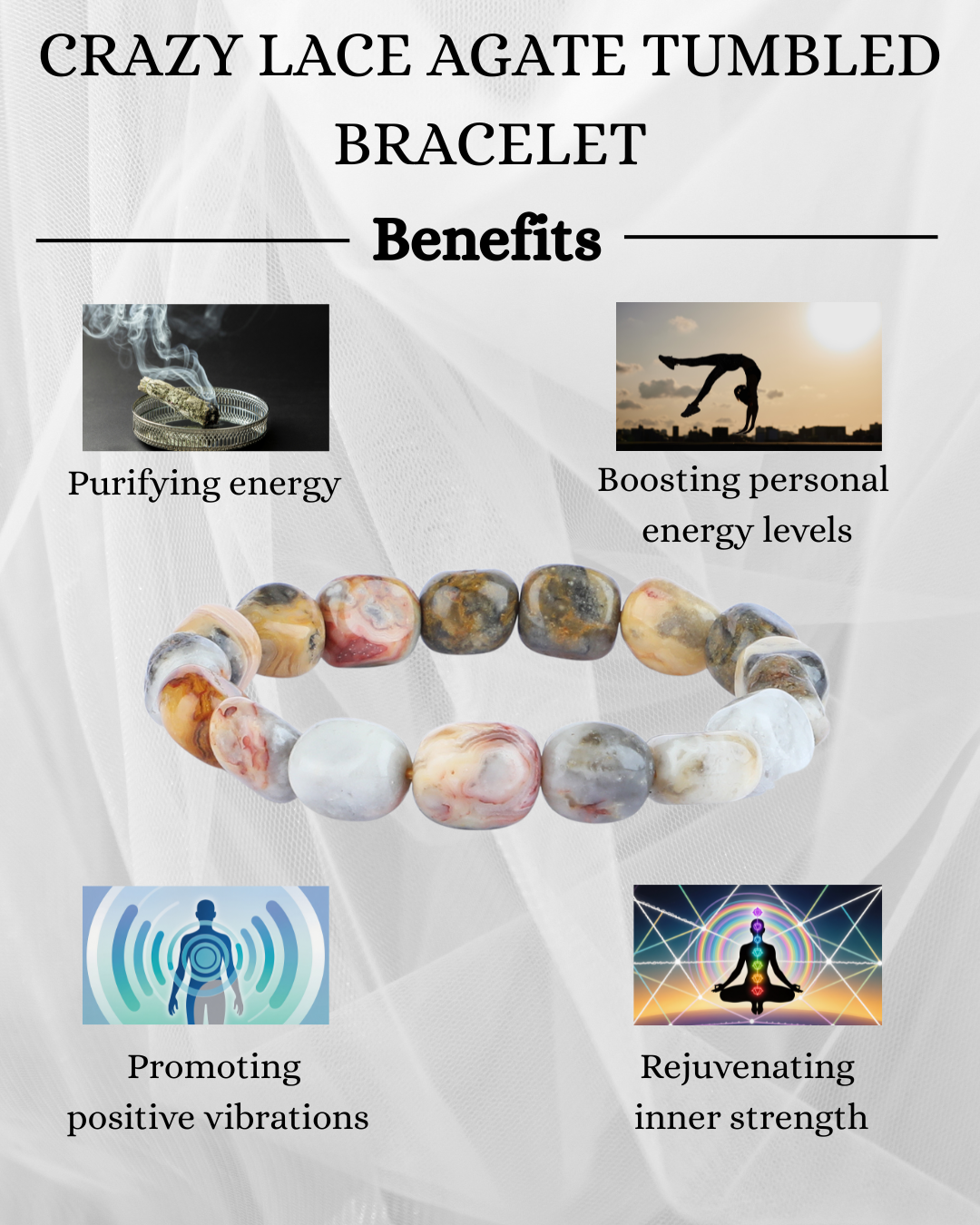 Crazy Lace Agate Tumbled Bracelet