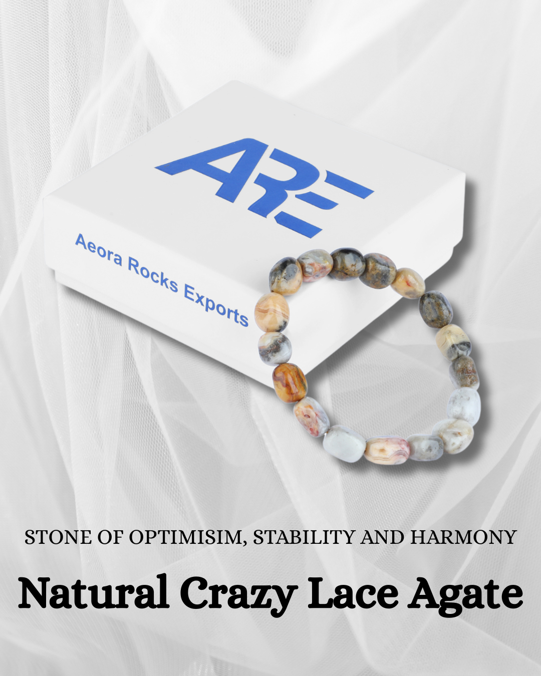 Crazy Lace Agate Tumbled Bracelet - AEORA ROCKS INDIA -Healing Crystals superstore