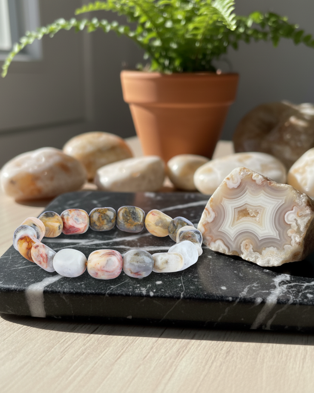 Crazy Lace Agate Tumbled Bracelet - AEORA ROCKS INDIA -Healing Crystals superstore